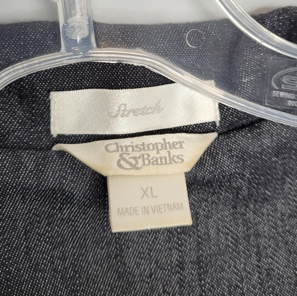 Christopher & Banks Denim Jacket lined with pleated back 3 quarter sleeves XL - Picture 5 of 12